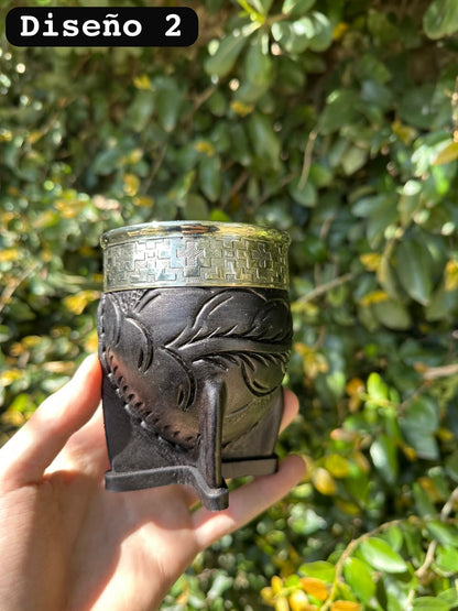 Mate Imperial Repujado Virola de Alpaca Negro