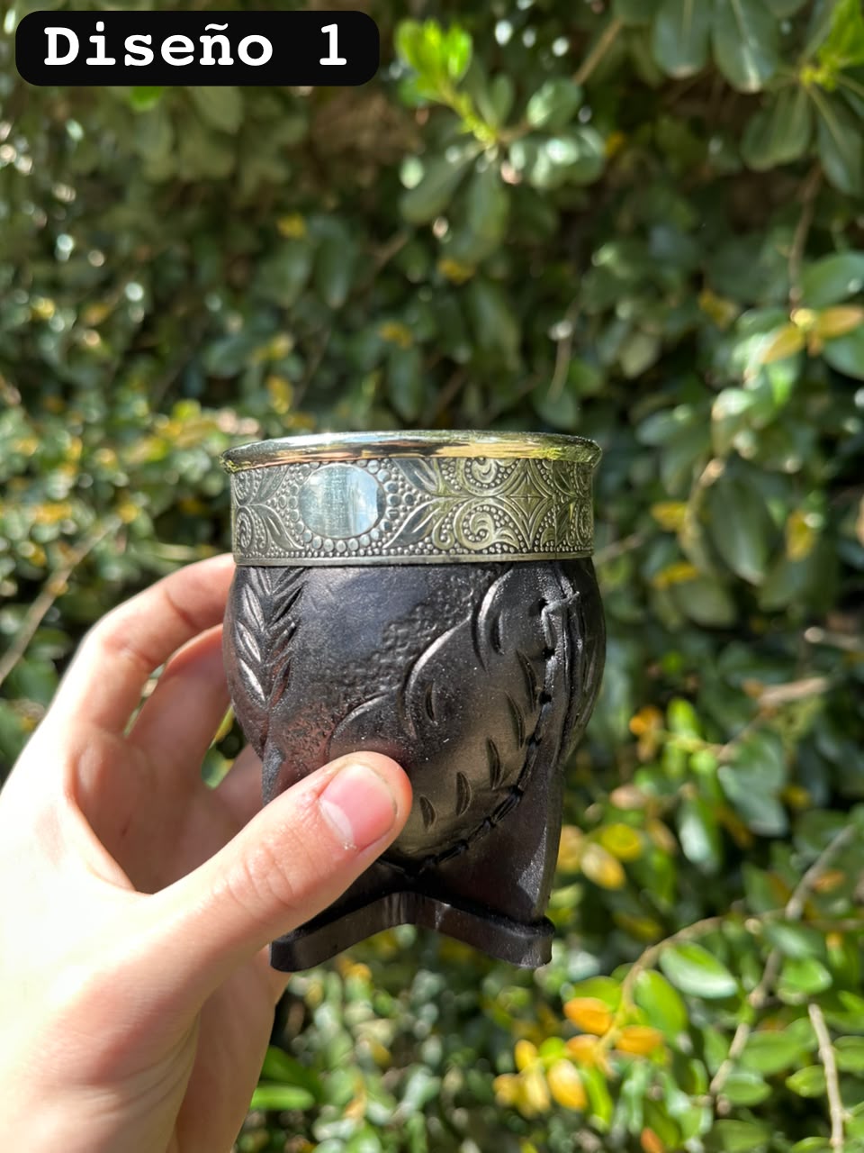 Mate Imperial Repujado Virola de Alpaca Negro