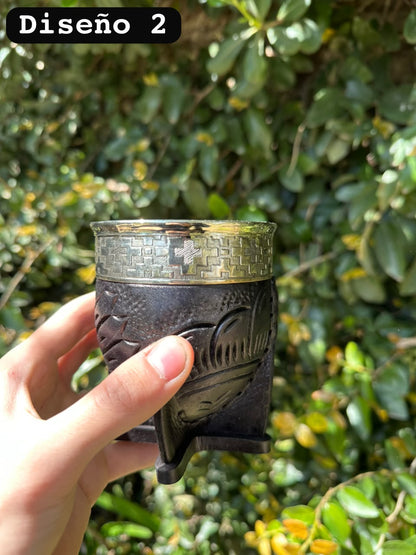 Mate Imperial Repujado Virola de Alpaca Negro