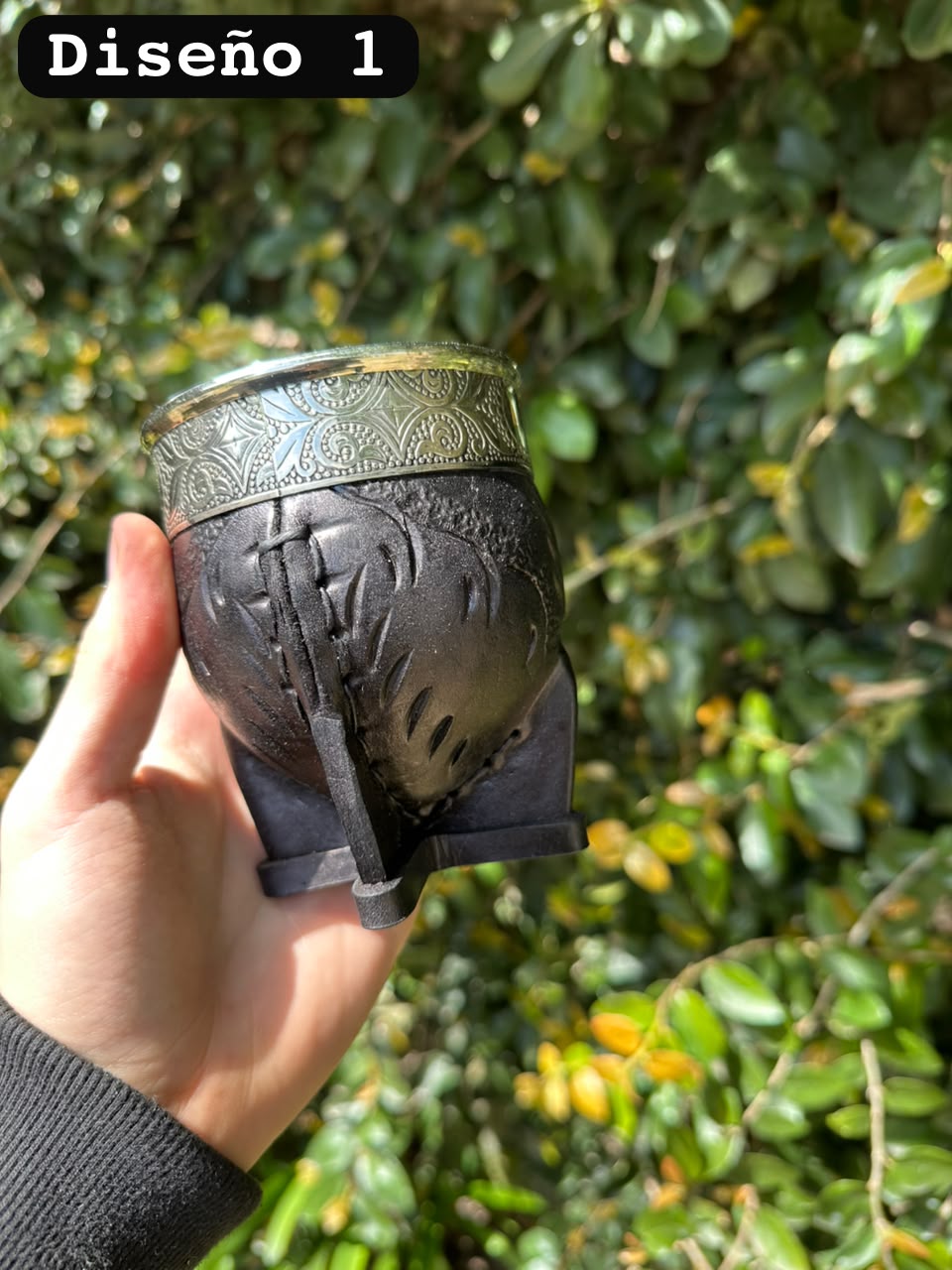 Mate Imperial Repujado Virola de Alpaca Negro