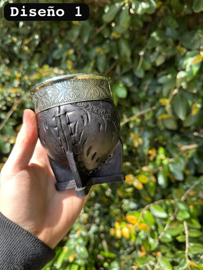 Mate Imperial Repujado Virola de Alpaca Negro